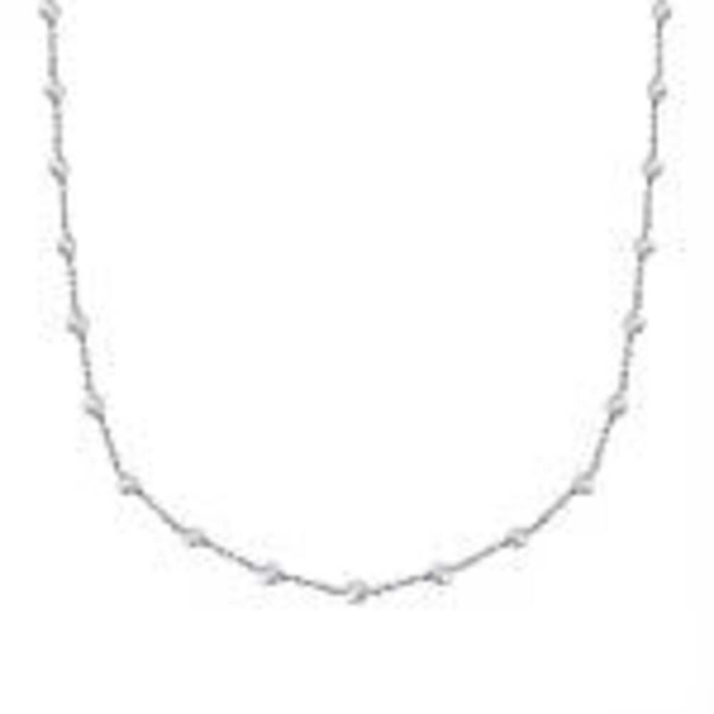 Premium White Freshwater Pearl Station Necklace, 24 Inches